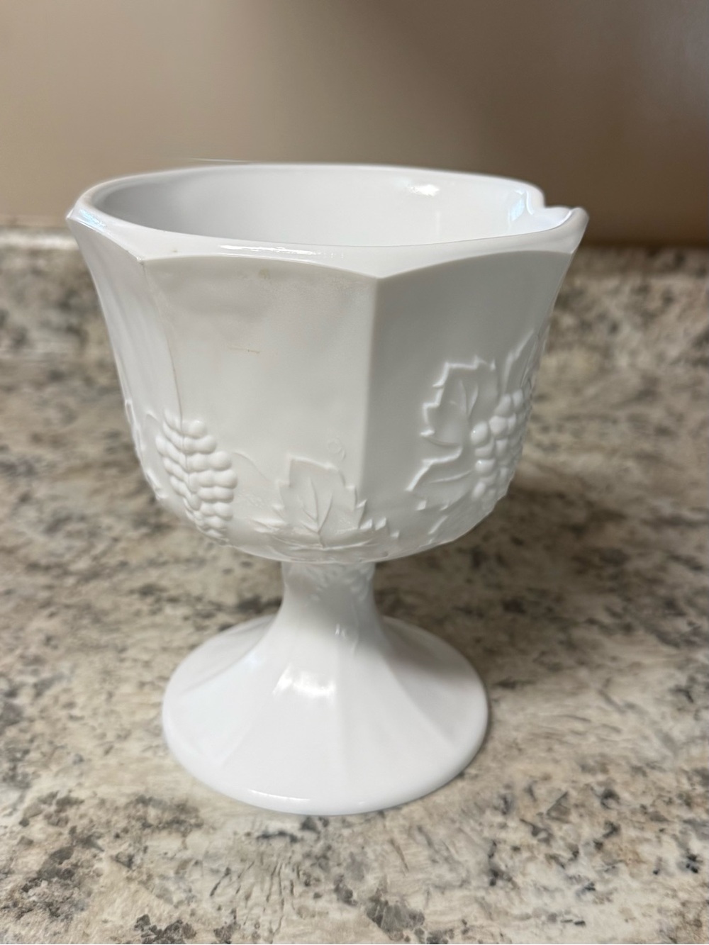Vintage Indiana Milk Glass Paneled Colony Harvest Grapes Compotes Pedestal Vase
